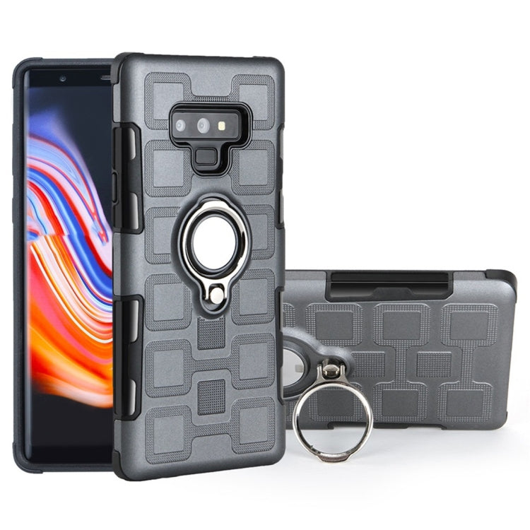 For Galaxy Note 9 2 In 1 Cube PC + TPU Protective Case with 360 Degrees Rotate Silver Ring Holder