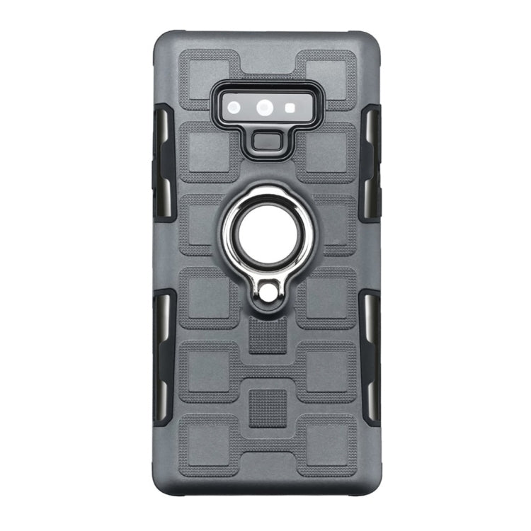 For Galaxy Note 9 2 In 1 Cube PC + TPU Protective Case with 360 Degrees Rotate Silver Ring Holder