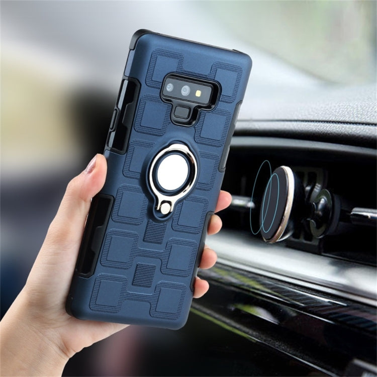 For Galaxy Note 9 2 In 1 Cube PC + TPU Protective Case with 360 Degrees Rotate Silver Ring Holder