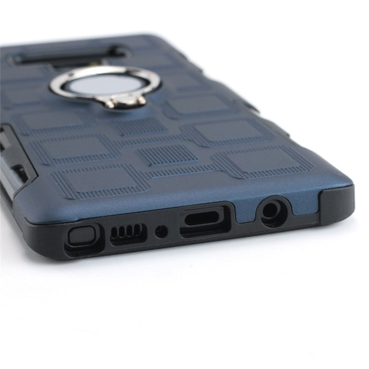 For Galaxy Note 9 2 In 1 Cube PC + TPU Protective Case with 360 Degrees Rotate Silver Ring Holder
