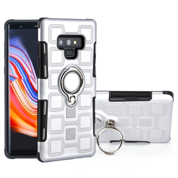 For Galaxy Note 9 2 In 1 Cube PC + TPU Protective Case with 360 Degrees Rotate Silver Ring Holder