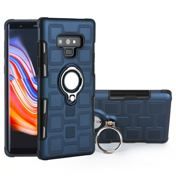For Galaxy Note 9 2 In 1 Cube PC + TPU Protective Case with 360 Degrees Rotate Silver Ring Holder
