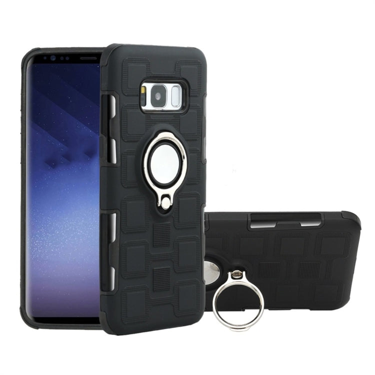 For Galaxy S8 2 In 1 Cube PC + TPU Protective Case with 360 Degrees Rotate Silver Ring Holder