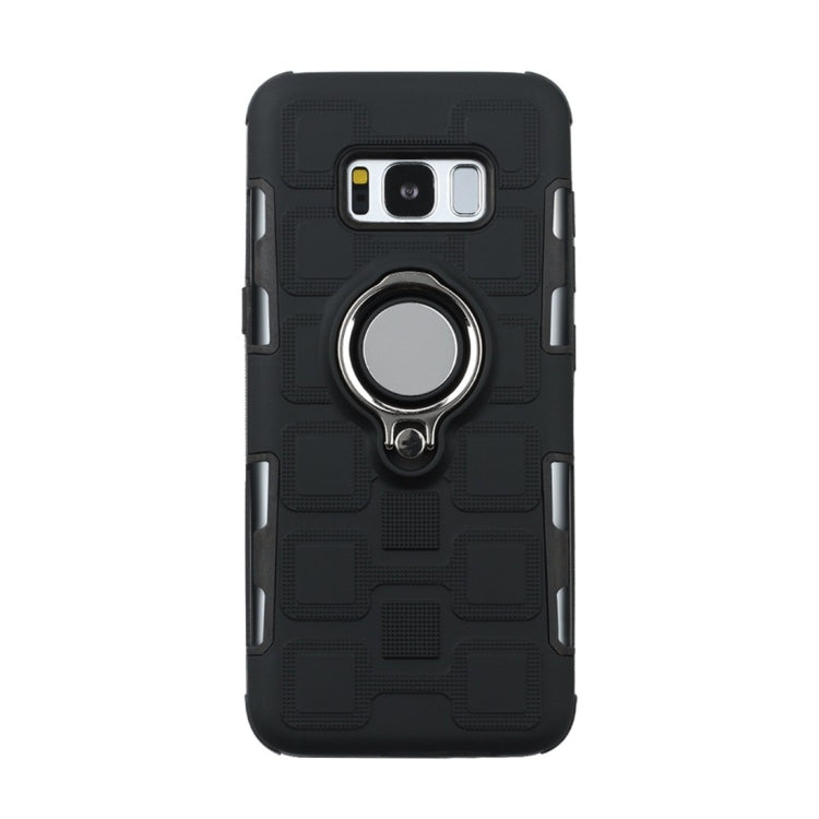 For Galaxy S8 2 In 1 Cube PC + TPU Protective Case with 360 Degrees Rotate Silver Ring Holder