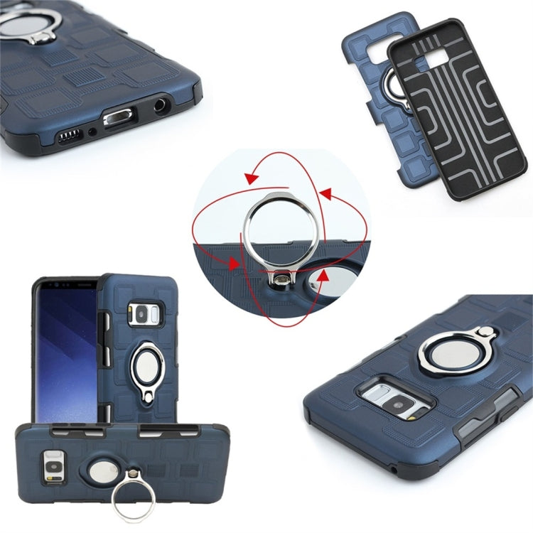 For Galaxy S8 2 In 1 Cube PC + TPU Protective Case with 360 Degrees Rotate Silver Ring Holder
