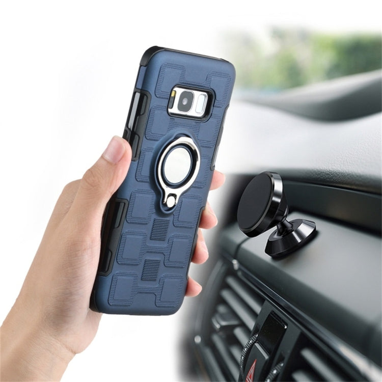For Galaxy S8 2 In 1 Cube PC + TPU Protective Case with 360 Degrees Rotate Silver Ring Holder