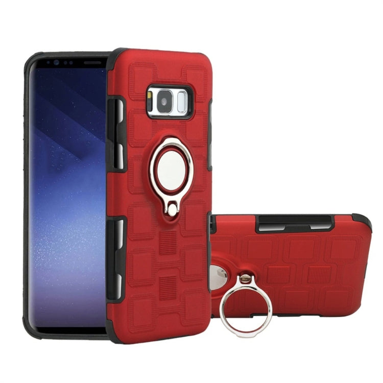For Galaxy S8 2 In 1 Cube PC + TPU Protective Case with 360 Degrees Rotate Silver Ring Holder