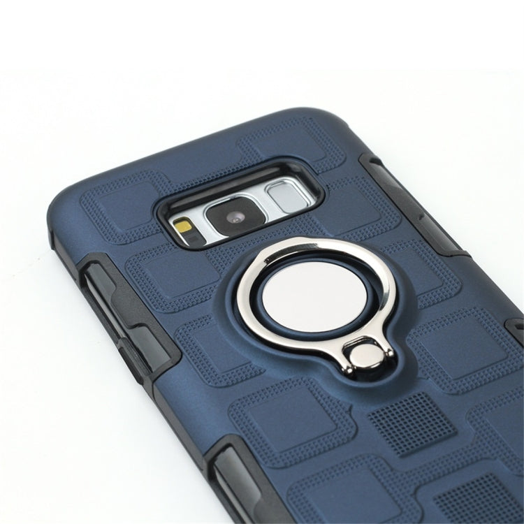 For Galaxy S8 2 In 1 Cube PC + TPU Protective Case with 360 Degrees Rotate Silver Ring Holder