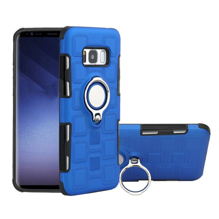 For Galaxy S8 2 In 1 Cube PC + TPU Protective Case with 360 Degrees Rotate Silver Ring Holder