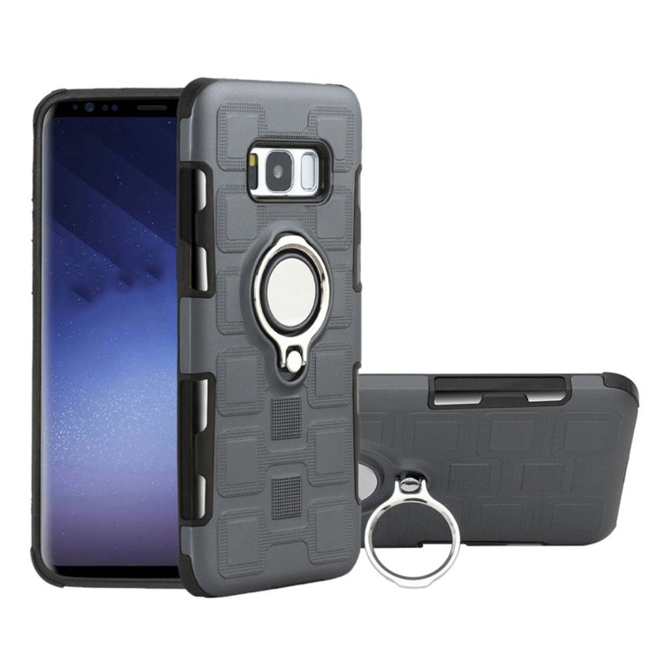 For Galaxy S8 2 In 1 Cube PC + TPU Protective Case with 360 Degrees Rotate Silver Ring Holder