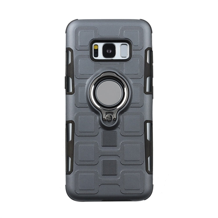 For Galaxy S8 2 In 1 Cube PC + TPU Protective Case with 360 Degrees Rotate Silver Ring Holder