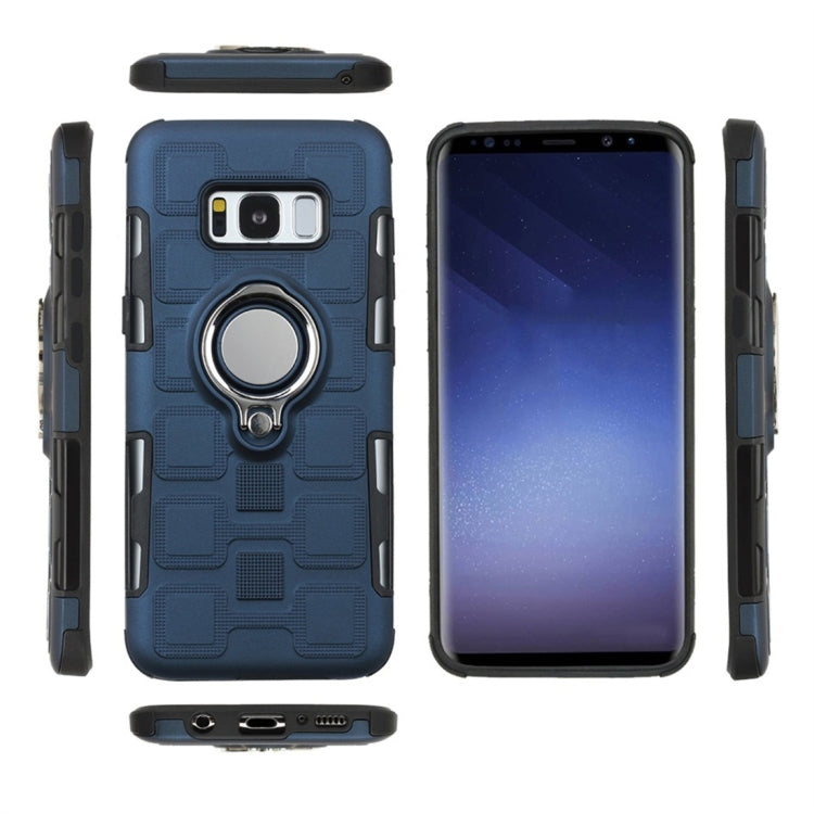 For Galaxy S8 2 In 1 Cube PC + TPU Protective Case with 360 Degrees Rotate Silver Ring Holder