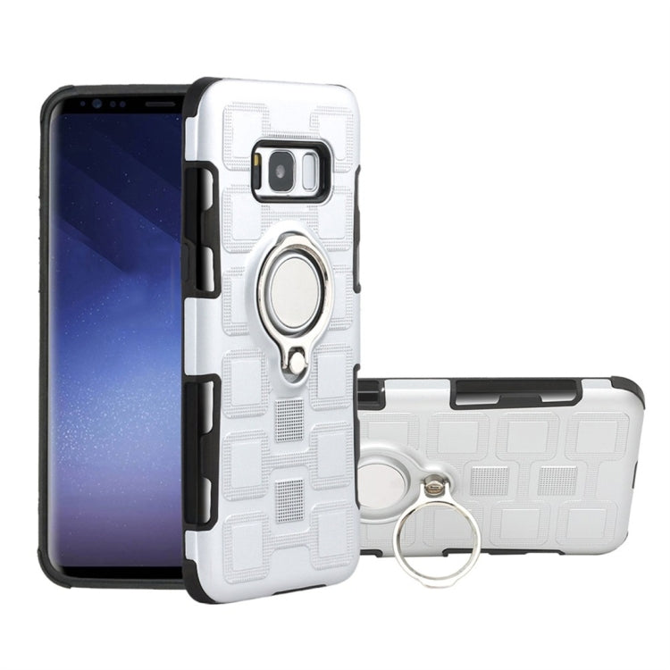 For Galaxy S8 2 In 1 Cube PC + TPU Protective Case with 360 Degrees Rotate Silver Ring Holder