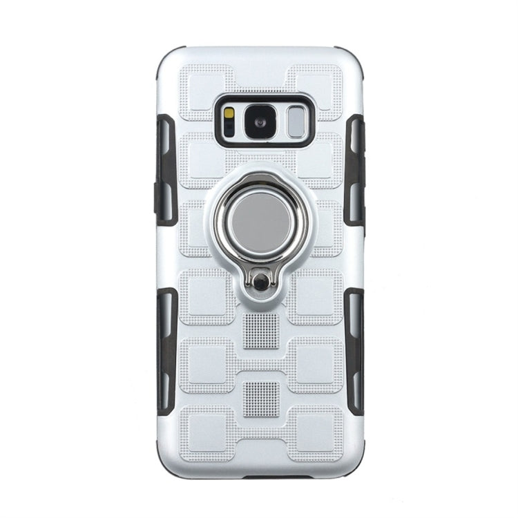 For Galaxy S8 2 In 1 Cube PC + TPU Protective Case with 360 Degrees Rotate Silver Ring Holder