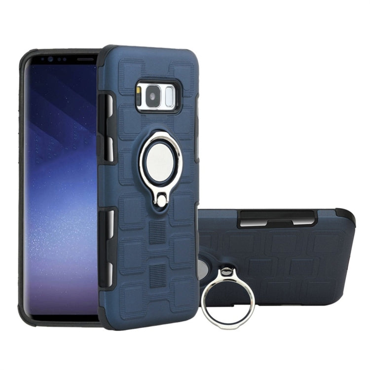For Galaxy S8 2 In 1 Cube PC + TPU Protective Case with 360 Degrees Rotate Silver Ring Holder