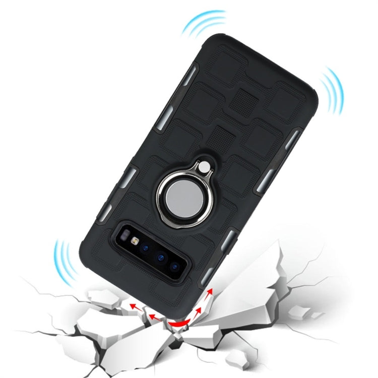 For Galaxy S10+ 2 In 1 Cube PC + TPU Protective Case with 360 Degrees Rotate Silver Ring Holder