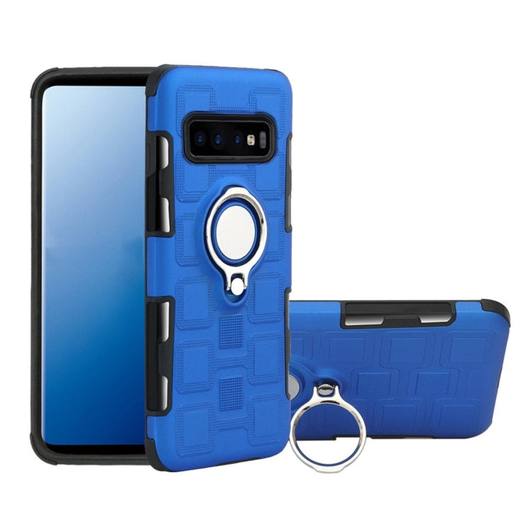 For Galaxy S10+ 2 In 1 Cube PC + TPU Protective Case with 360 Degrees Rotate Silver Ring Holder