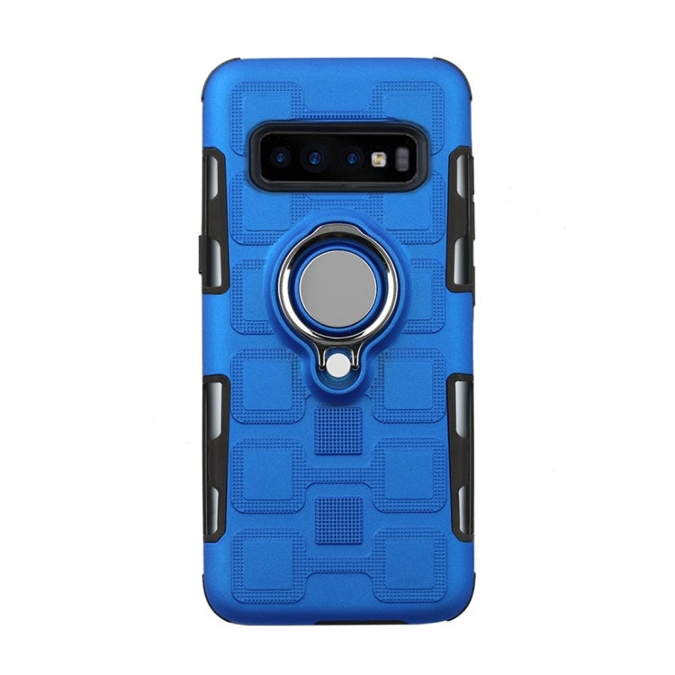 For Galaxy S10+ 2 In 1 Cube PC + TPU Protective Case with 360 Degrees Rotate Silver Ring Holder