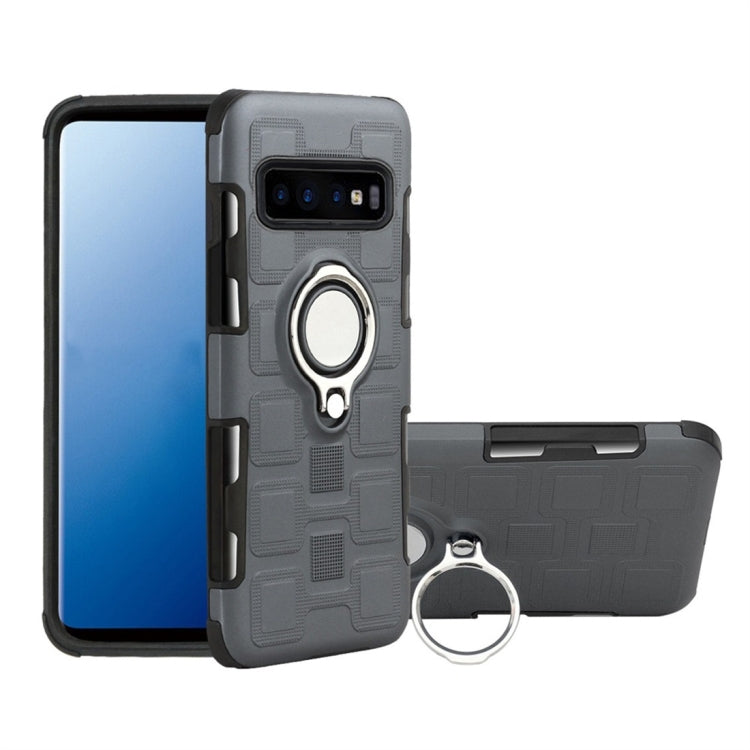For Galaxy S10+ 2 In 1 Cube PC + TPU Protective Case with 360 Degrees Rotate Silver Ring Holder