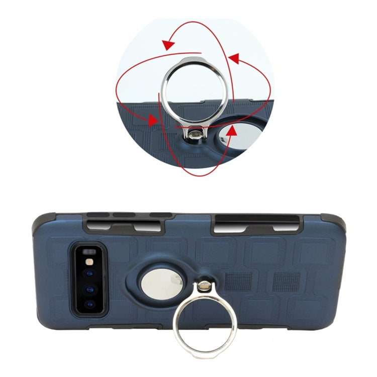 For Galaxy S10+ 2 In 1 Cube PC + TPU Protective Case with 360 Degrees Rotate Silver Ring Holder