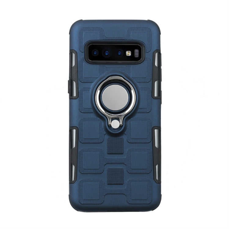 For Galaxy S10+ 2 In 1 Cube PC + TPU Protective Case with 360 Degrees Rotate Silver Ring Holder