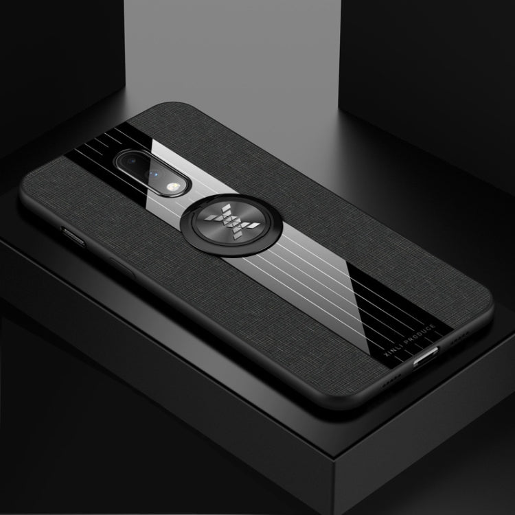 For OnePlus 6T XINLI Stitching Cloth Texture Shockproof TPU Protective Case with Ring Holder