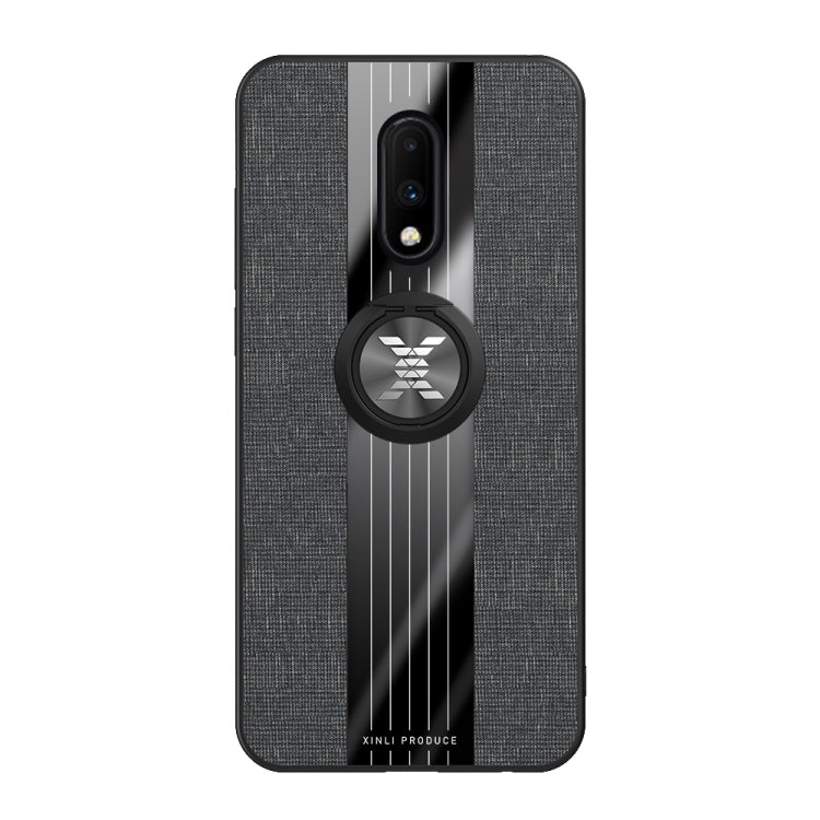 For OnePlus 6T XINLI Stitching Cloth Texture Shockproof TPU Protective Case with Ring Holder