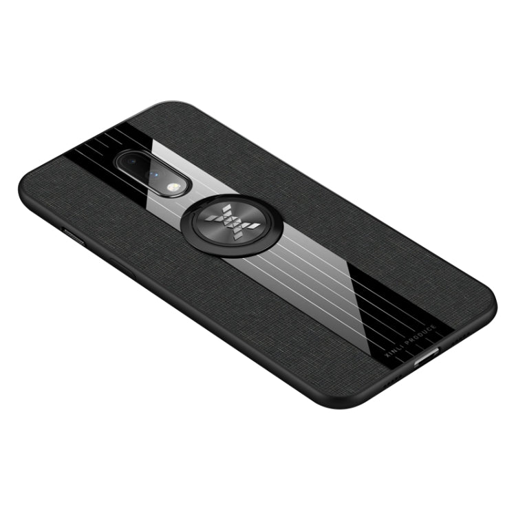 For OnePlus 6T XINLI Stitching Cloth Texture Shockproof TPU Protective Case with Ring Holder
