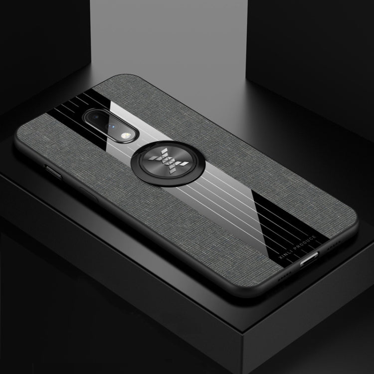 For OnePlus 6T XINLI Stitching Cloth Texture Shockproof TPU Protective Case with Ring Holder