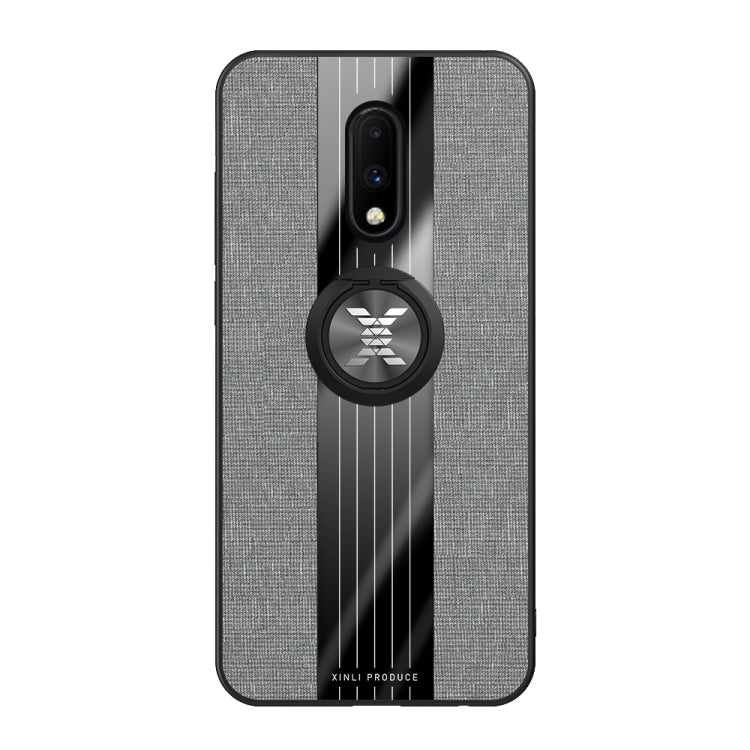 For OnePlus 6T XINLI Stitching Cloth Texture Shockproof TPU Protective Case with Ring Holder