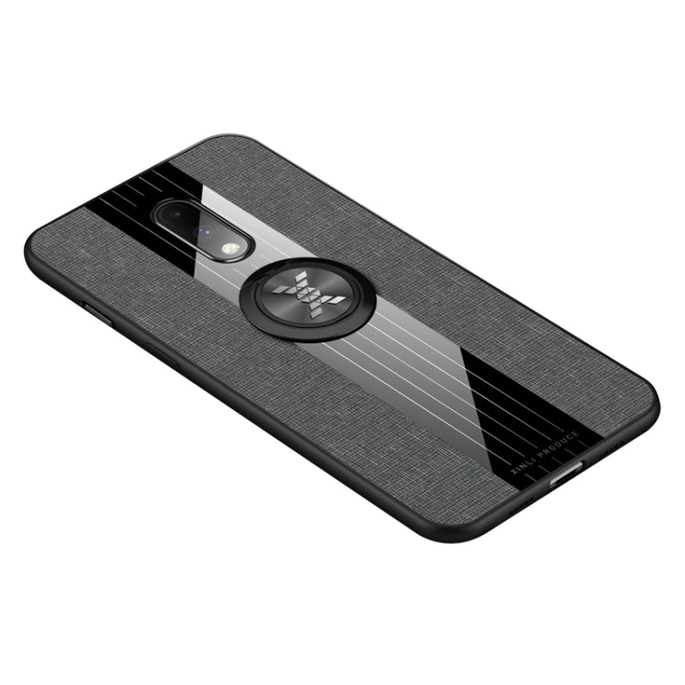 For OnePlus 6T XINLI Stitching Cloth Texture Shockproof TPU Protective Case with Ring Holder