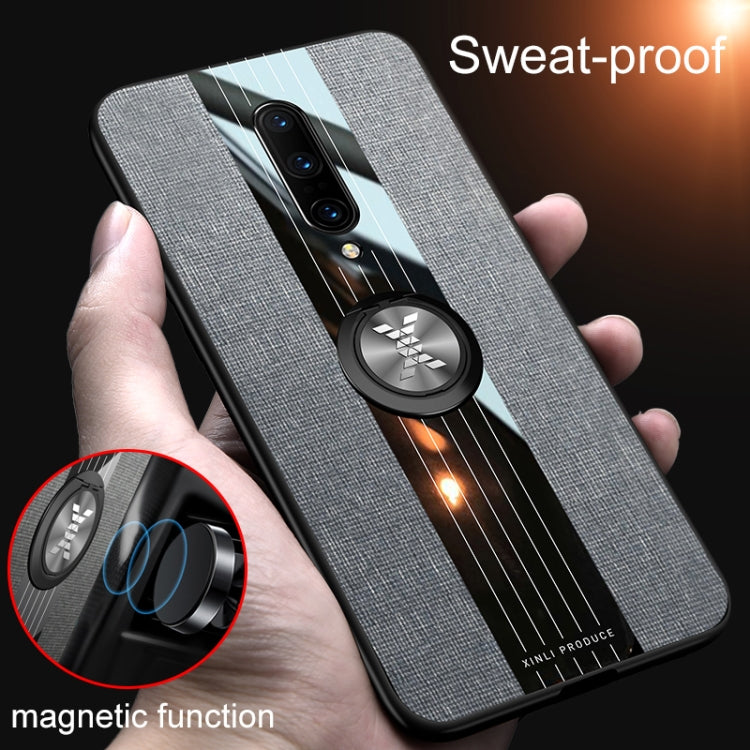 For OnePlus 6T XINLI Stitching Cloth Texture Shockproof TPU Protective Case with Ring Holder