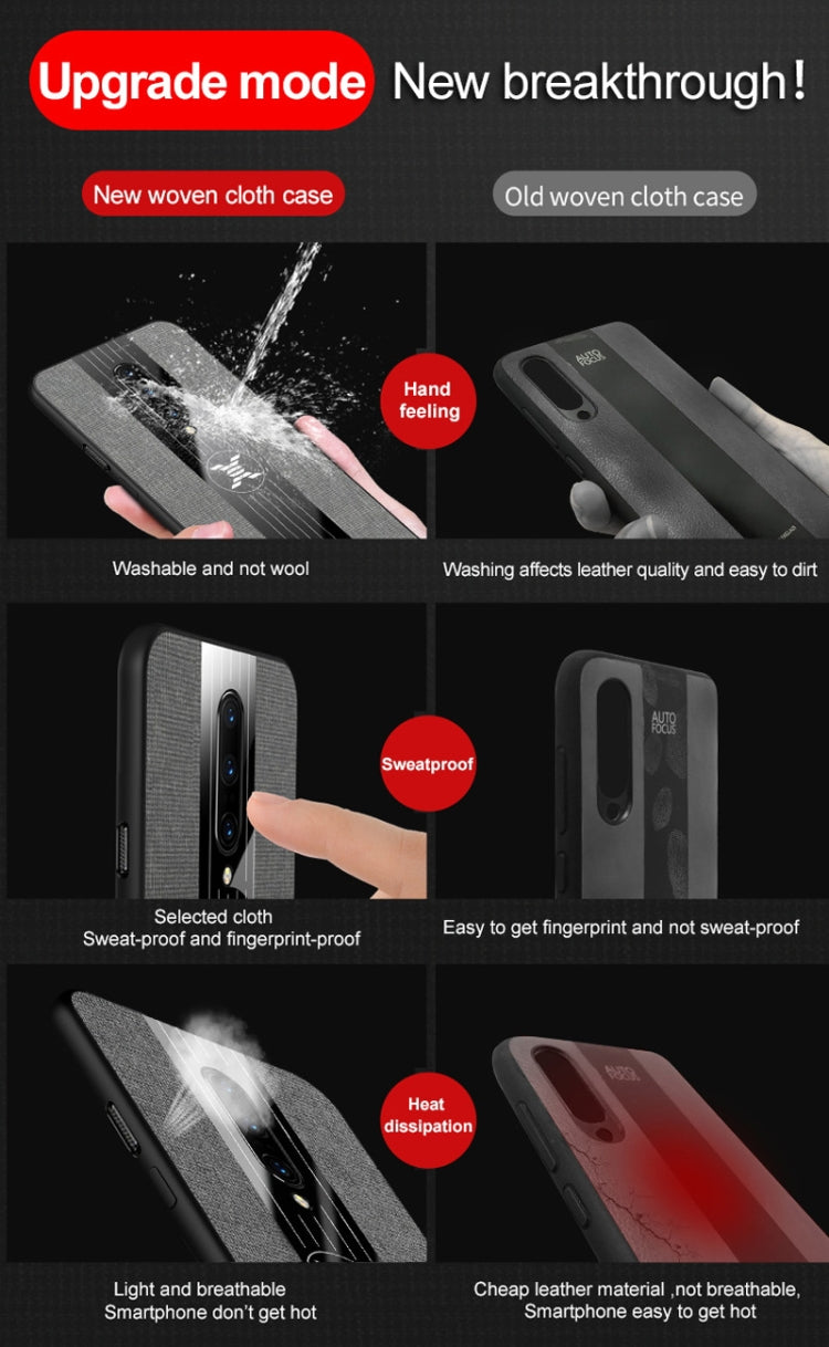 For OnePlus 6T XINLI Stitching Cloth Texture Shockproof TPU Protective Case with Ring Holder