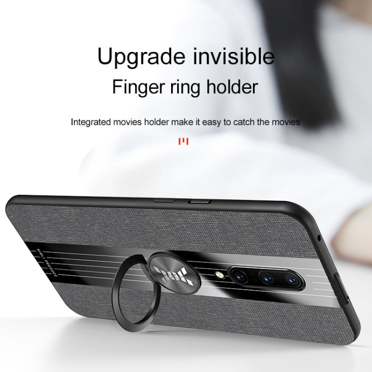 For OnePlus 6T XINLI Stitching Cloth Texture Shockproof TPU Protective Case with Ring Holder