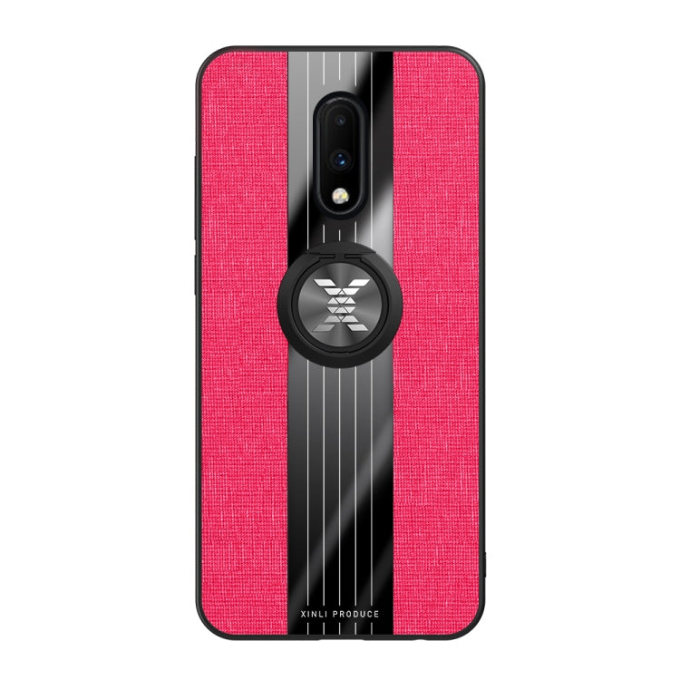 For OnePlus 6T XINLI Stitching Cloth Texture Shockproof TPU Protective Case with Ring Holder