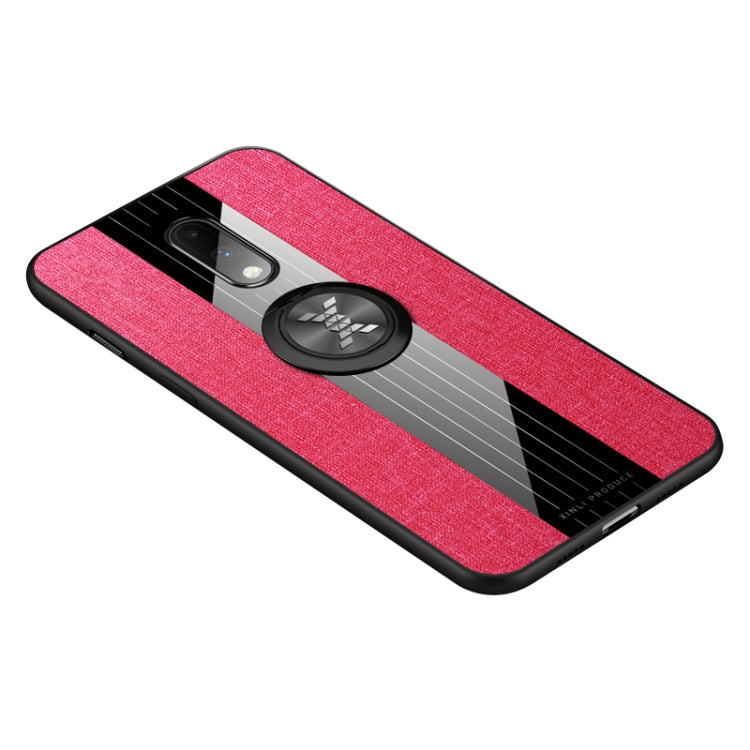 For OnePlus 6T XINLI Stitching Cloth Texture Shockproof TPU Protective Case with Ring Holder