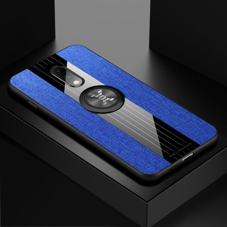For OnePlus 6T XINLI Stitching Cloth Texture Shockproof TPU Protective Case with Ring Holder