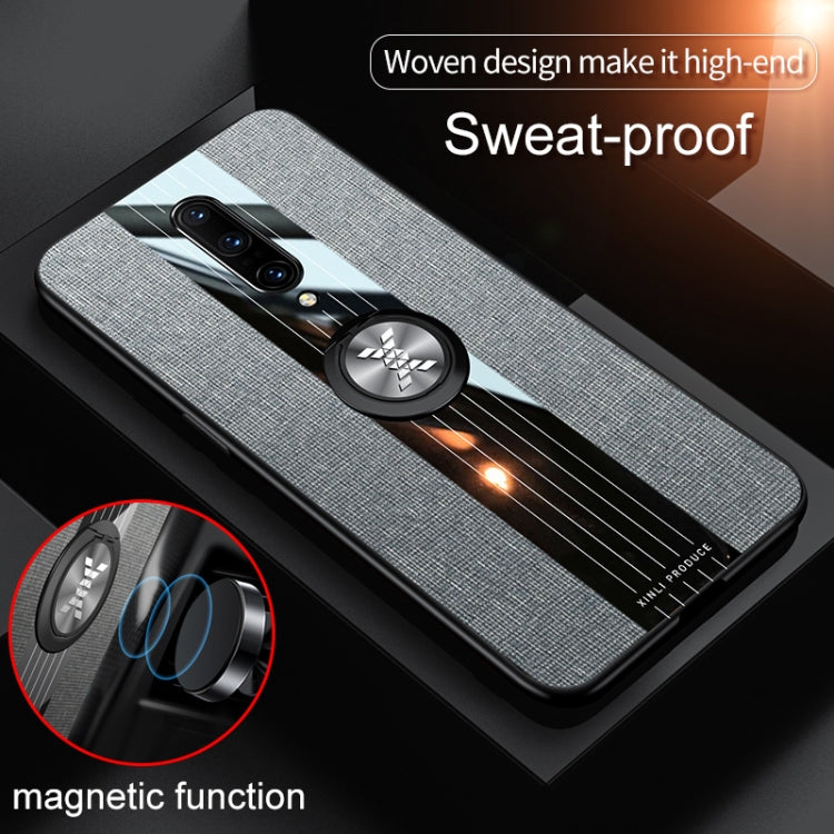 For OnePlus 6T XINLI Stitching Cloth Texture Shockproof TPU Protective Case with Ring Holder