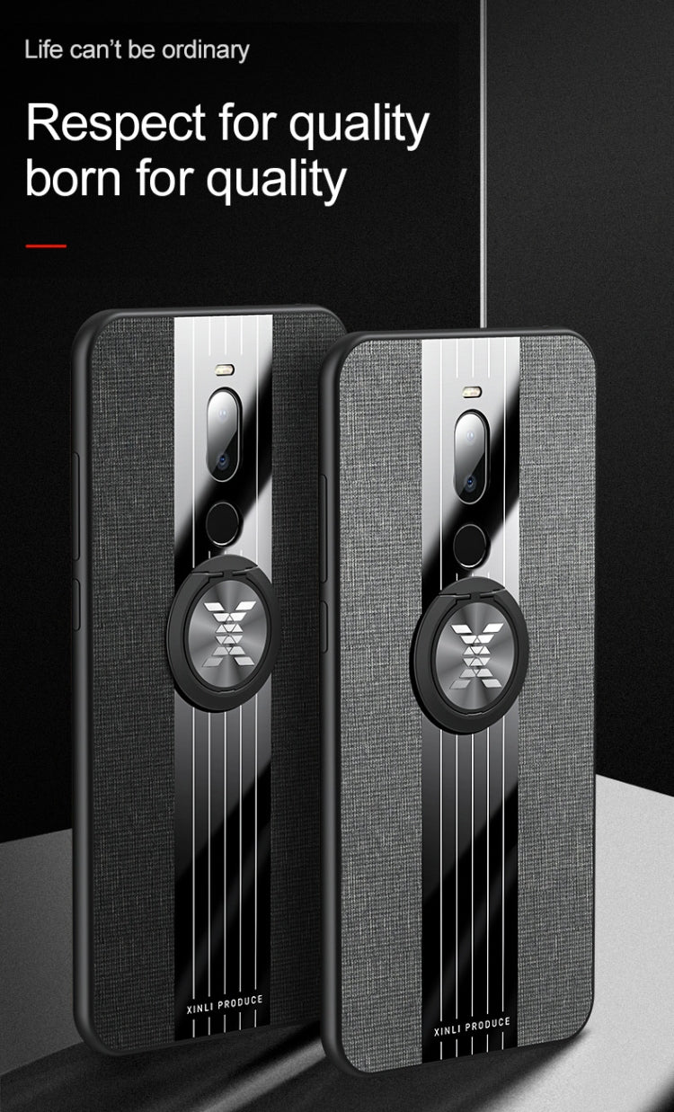 For Meizu Note 8 XINLI Stitching Cloth Texture Shockproof TPU Protective Case with Ring Holder