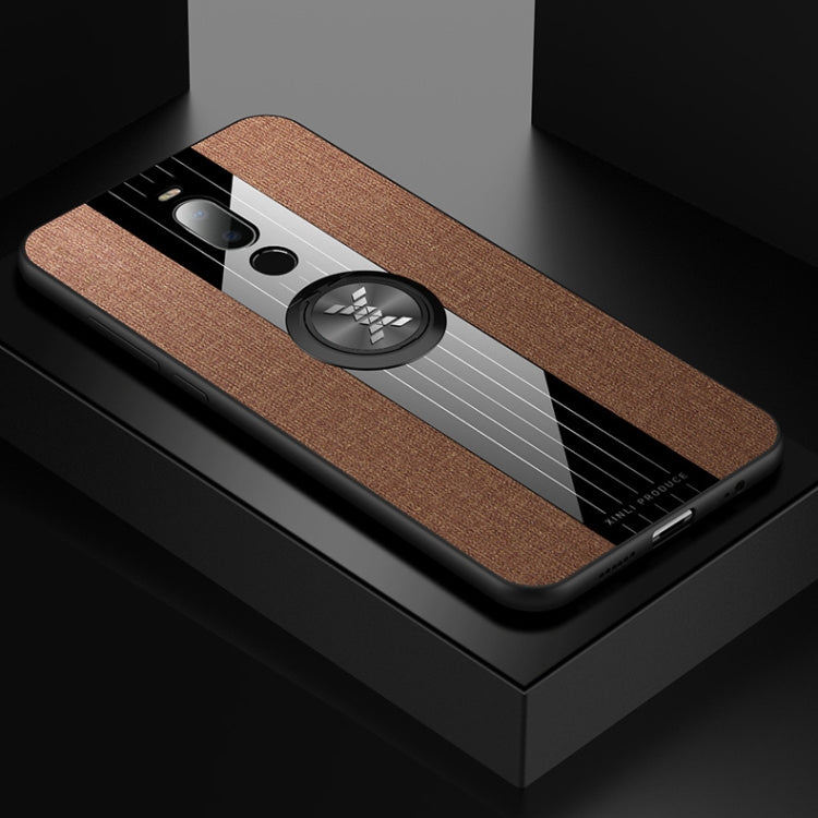 For Meizu Note 8 XINLI Stitching Cloth Texture Shockproof TPU Protective Case with Ring Holder