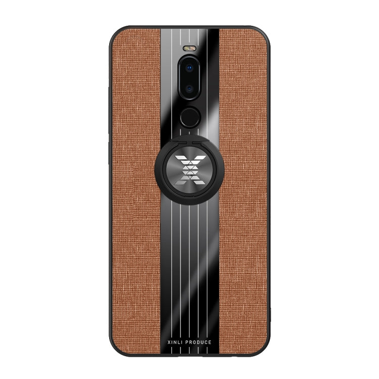 For Meizu Note 8 XINLI Stitching Cloth Texture Shockproof TPU Protective Case with Ring Holder