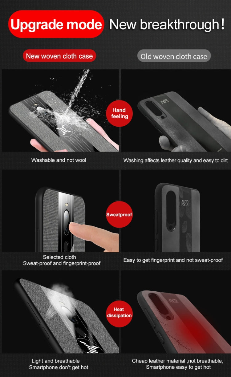 For Meizu Note 8 XINLI Stitching Cloth Texture Shockproof TPU Protective Case with Ring Holder