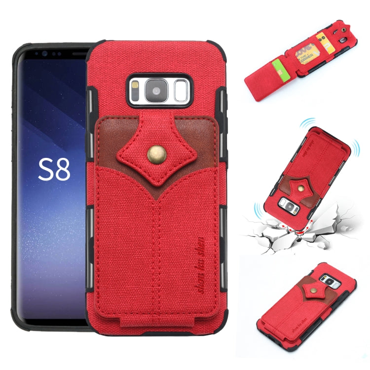 For Galaxy S8 Cloth Texture + PU + TPU Shockproof Protective Case with Card Slots