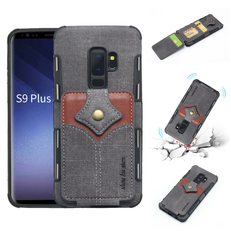 For Galaxy S9+ Cloth Texture + PU + TPU Shockproof Protective Case with Card Slots
