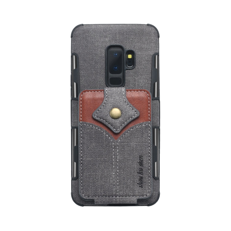 For Galaxy S9+ Cloth Texture + PU + TPU Shockproof Protective Case with Card Slots