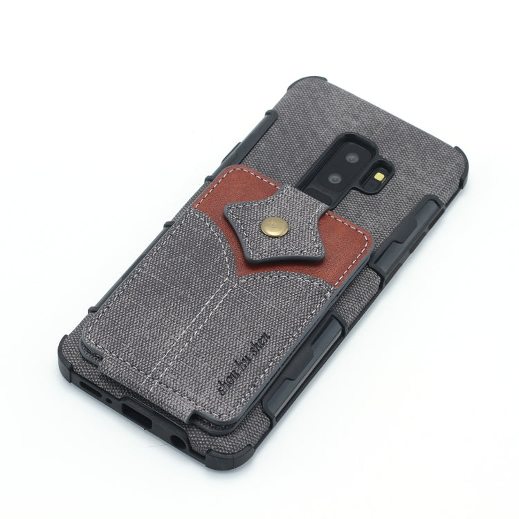 For Galaxy S9+ Cloth Texture + PU + TPU Shockproof Protective Case with Card Slots