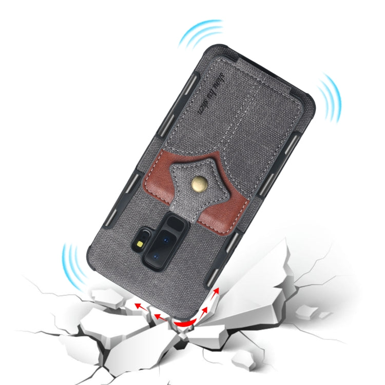 For Galaxy S9+ Cloth Texture + PU + TPU Shockproof Protective Case with Card Slots