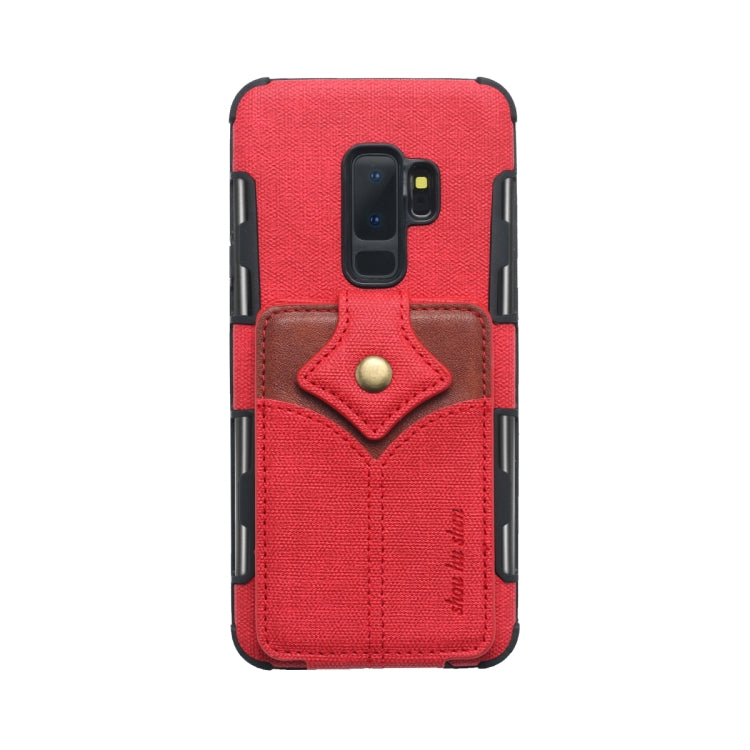 For Galaxy S9+ Cloth Texture + PU + TPU Shockproof Protective Case with Card Slots
