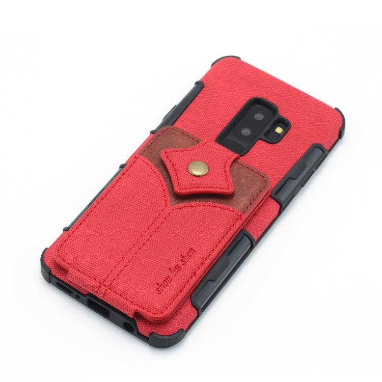 For Galaxy S9+ Cloth Texture + PU + TPU Shockproof Protective Case with Card Slots