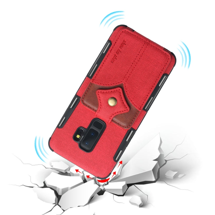 For Galaxy S9+ Cloth Texture + PU + TPU Shockproof Protective Case with Card Slots